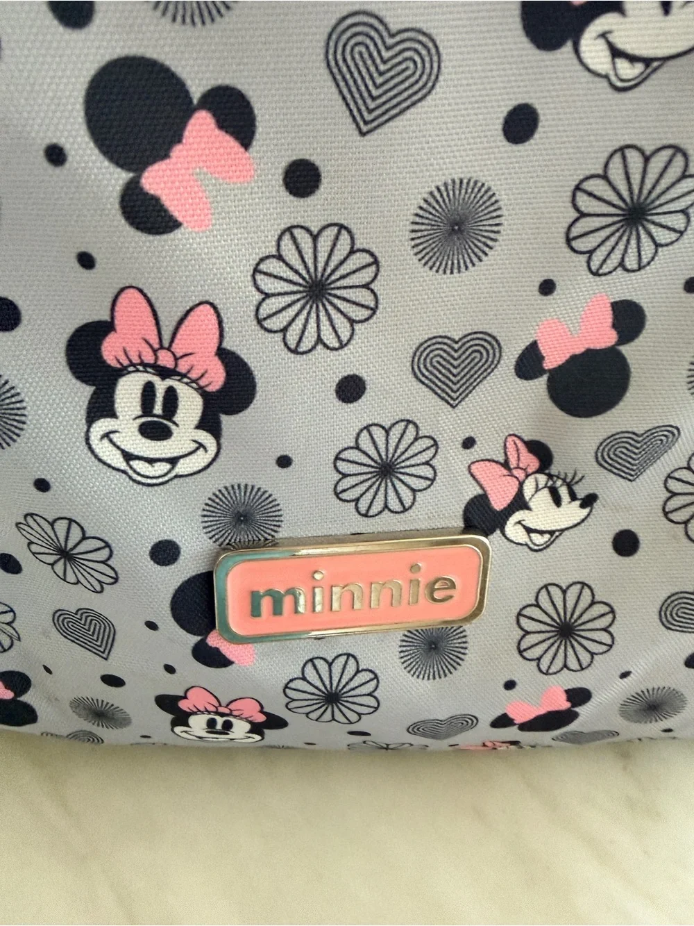Minnie Mouse diaper bag- Gray & Pink or can be used as kids backpack for travel